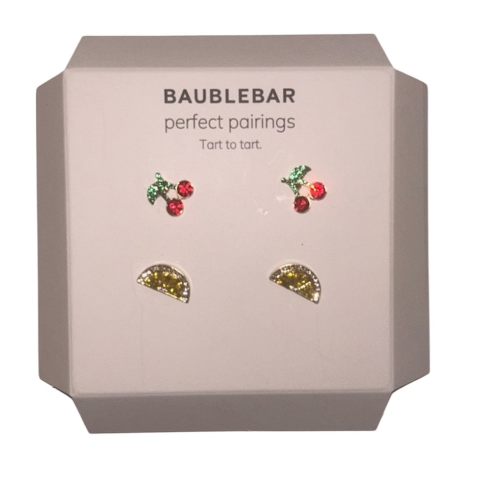 BaubleBar Gold Stud Fruit Earrings Set NWOT